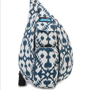 Blue and White Kavu backpack.